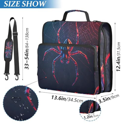Spider Zipper Binder Bag 3 Ring Binder with Shoulder Strap Zip Up 500 Sheets Capacity Multi Pockets for School Office Supplies - color: Multi479, size: Fit 500 Sheets