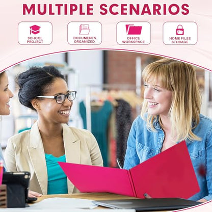 Two Pocket Folders, RAZCC 50 Pack Two Pocket Folders with Prongs, 3 Prong Folders Fit Letter Size Paper, Pocket File Folders for School Office Home Business, Magenta - color: Magenta
