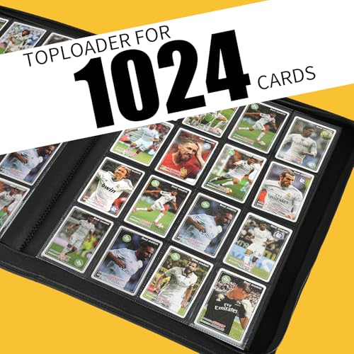 16 Pocket Ringless Side Loading Trading Card Binder, 1024 Cards PU Fixed Page Zipper Card Album for TCG Sports Game Cards, Not Fit Top Loaders (Red) - color: 16 Pocket 1024 Diamond Red