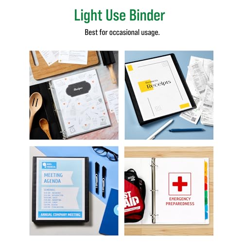 Office Essentials Economy View 3 Ring Binders, 1" Round Rings, 1.4" Spine, 175-Sheet Capacity, White Binders (12-Pack of 03424) - size: 1"