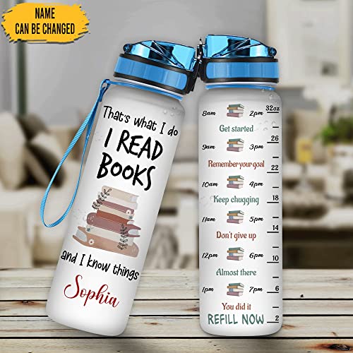 Hyturtle Personalized Book Lovers 32 Oz Liter Motivational Water Bottle, That's What I Do I Read Books Customized Water Bottle With Time Marker, Reading Lovers Gifts For Women Girl On Birthday - color: Book 20