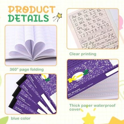 Fainne 30 Pack Primary Ruled Composition Notebook, Grade K-2 Journal 100 Pages, 7-1/2" x 9-3/4" Kindergarten Primary Drawing Story Notebook for Kids Drawing and Writing(Purple) - color: Purple