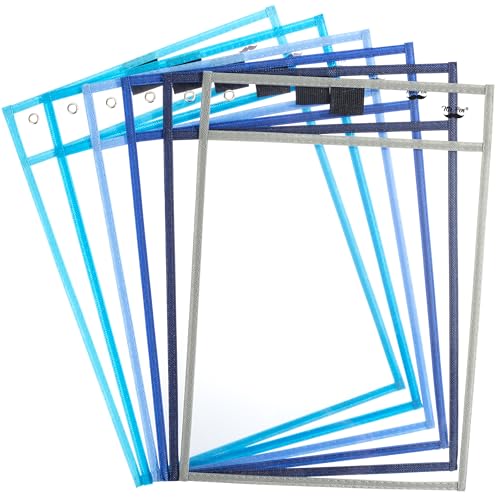 Mr. Pen- Reusable Dry Erase Pocket Sleeves, 10" x 14", 6 Pack, Colorful | Ocean Breeze Color, Clear Plastic Paper Sleeves, Ticket Holders, Clear Plastic Sheet Protectors, Teacher, School - color: Ocean Breeze, size: 6 Pack