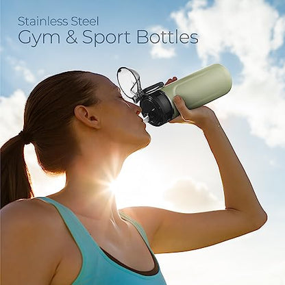 SipX™ Premium Stainless Steel Water Bottle with Straw Lid 18 oz (532 mL). Triple Insulated, Leakproof, BPA-Free – Slim, Durable Bottle for School, Gym, Office – Green - color: Green