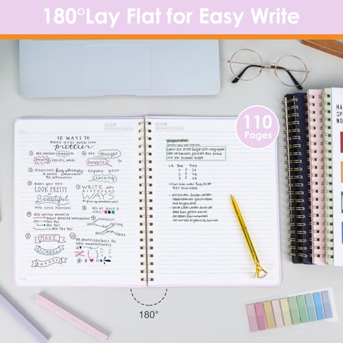 LABUK A4 Large Notebooks for Women Men, Spiral Notebook 8.5 x 11, 110 Pages College Ruled Hardcover Notebook for Work School Note Taking - color: 5-purple, style: A4