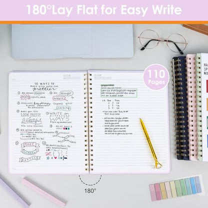 LABUK A4 Large Notebooks for Women Men, Spiral Notebook 8.5 x 11, 110 Pages College Ruled Hardcover Notebook for Work School Note Taking - color: 5-purple, style: A4