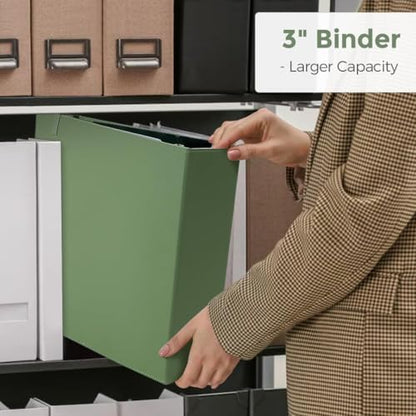 SKYDUE 3 Ring Binder 3 Inch D Ringr with Clipboard, PU Heavy Duty Clipboard Binder with Notepad & 5 Dividers with 5 Pockets, Labels, Clipboard Folder Great for School Office - color: Olivegreen, size: Letter Size - 3 Inch