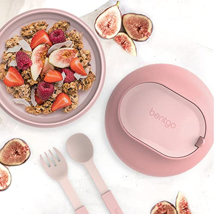 Bentgo Bowl - Insulated Leak-Resistant Bowl with Snack Compartment, Collapsible Utensils and Improved Easy-Grip Design for On-the-Go - Holds Soup, Rice, Cereal & More - BPA-Free, 21.2 oz (Blush) - color: Blush