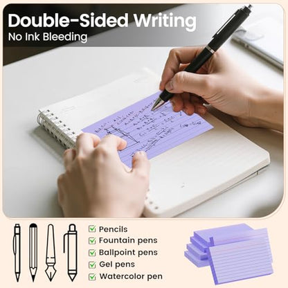 Index Cards 3x5 Inch, 300sheets, Flash Cards,Ruled Lined Purple Note Cards Paper For Studying, Schools Supplies, College, Office And Home Organization, Note Taking Supplies - color: Purple