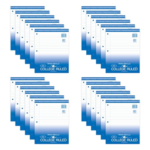 Roaring Spring Loose Leaf Paper, Case of 24 Packs, 100 Sheets Per Pack, 8"x11" White 15# College Ruled Notebook Filler Paper With Margin, 3-hole Punched, Proudly Made in the USA - size: 11" x 8.5", style: Case of 24
