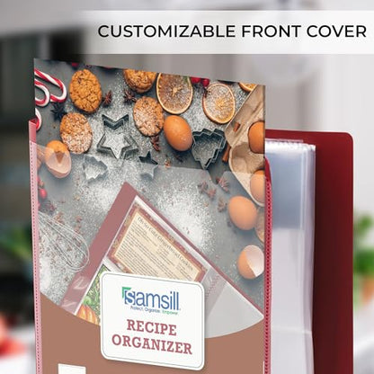 Samsill Plastic Recipe Holder, Recipe Book with Plastic Sleeves, Holds up to 88 Recipe Cards, 4x6 Index Cards, Customizable Cover - size: 1 Pack, style: Book