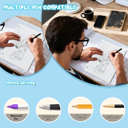 White Loose Leaf Paper 8 x 10.5, 130 Sheets Lined Paper College Ruled Paper, 3 Hole Punched Notebook Paper College Ruled, 3 Ring Binder Paper 8 x 10.5, Filler Paper College Ruled for Office, School - color: White-130 Pcs