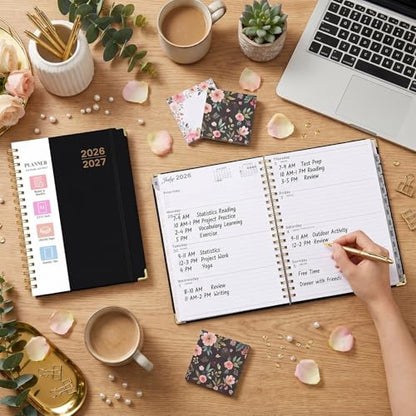 Planner 2026-2027, Weekly and Monthly Academic Planner, Jul 2026 - Jul 2027, 8.5"x11" Large Hardcover Daily Planner Calendar with Tabs for Women, Year Planning Agenda for Teacher and Student (Black) - color: Black