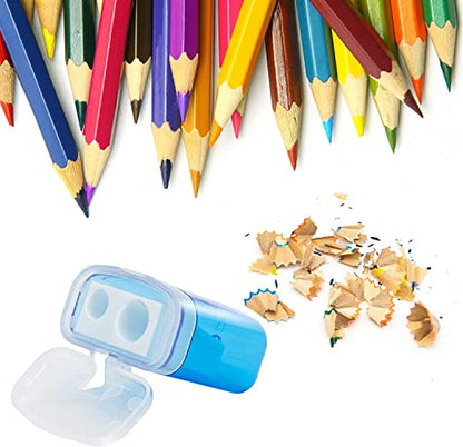 KIDMEN 24 PCS 2 Holes Small Manual Pencil Sharpener with Lid,for Kids,School - style: 24Pack Pencil Sharpener