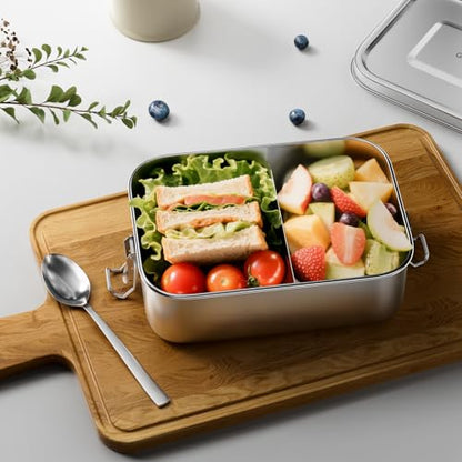 G.a HOMEFAVOR Stainless Steel Bento Lunch Box - Leak-Proof Metal Bento Box, Large Food Container with Lock Clips, Snack Container, Dishwasher Safe, 800 ml/27 oz - size: 800 ml - No Compartments