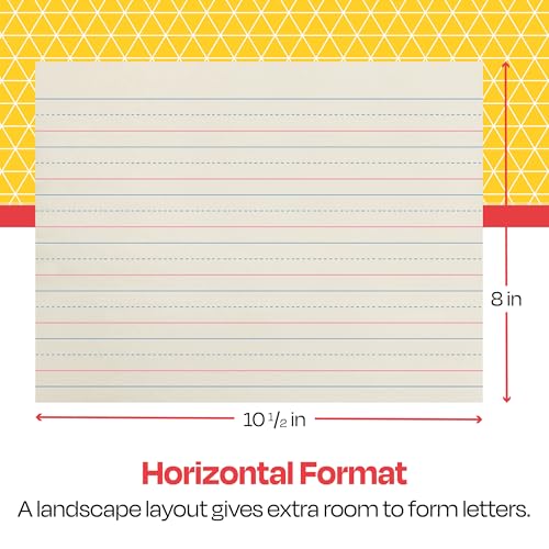 School Smart Zaner-Bloser Writing Paper, Handwriting Practice Lined Paper, Grade K Learning, 1-1/8 Inch Rule, 10-1/2 x 8 Inches, 500 Sheets - size: 10.5" x 8", style: 1-1/8 Inch Ruled