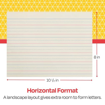 School Smart Zaner-Bloser Writing Paper, Handwriting Practice Lined Paper, Grade 2 Learning, 3/4 Inch Rule, 10-1/2 x 8 Inches, 500 Sheets - size: 10.5" x 8", style: 3/4 Inch Ruled