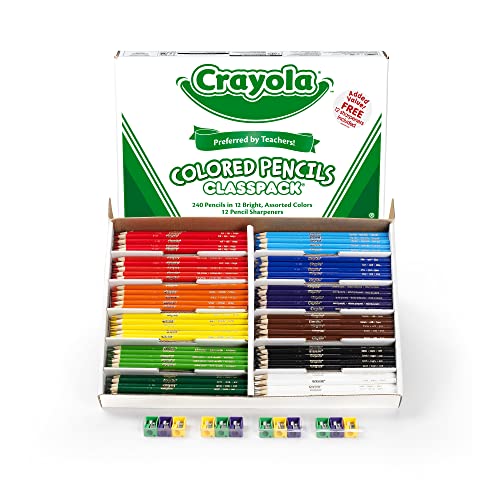 Crayola 점보 크레용 클래스팩, 200개 및 크레용 학교 용품, 색연필, 대량 교실 용품, 12가지 색상은 다를 수 있음, 240개, 표준