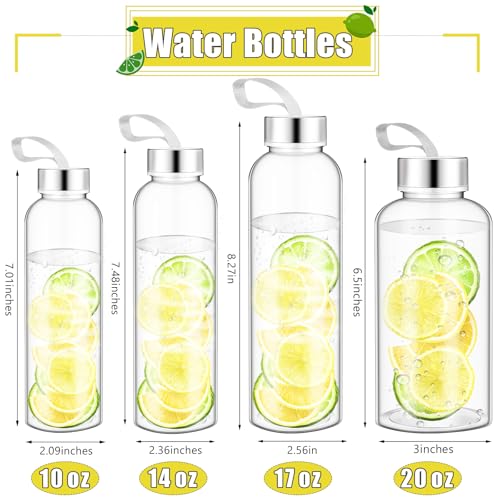 Zubebe 40 Pcs Reusable Water Bottles Bulk Clear Bottles with Stainless Steel Leak Proof Lids Acrylic Bottles with Nylon Carrying Strap Shaker Bottles for Water, Milk, Smoothie, Juice Beverage - size: 10 oz