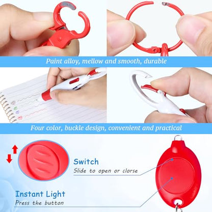 Chinco 30 Pcs Retractable Shuttle Pen Clip with Mini Highlighter Nurse Badge Pen Neon Marker LED Keychain Ring Clip - color: Pink, style: Bright