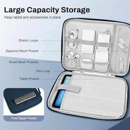 Dadanism 9-11 Inch Tablet Sleeve Padded Carrying Case with Handle, Protective Travel Bag for iPad A16 11" 2025, iPad Air M4/Pro M5 11", iPad 10th Gen 10.9", iPad 10.2", Galaxy Tab A11+ 11", Blue - color: Blue