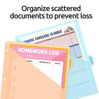8-Count Binder Dividers with Two Pockets, 8 Tabs, 3-Hole Punched, Multicolor Plastic Index Dividers — Durable, Tear-Resistant, Insertable Labels — Fits Standard 3-Ring Binders (Pink,1set) - color: Pink, size: 1set