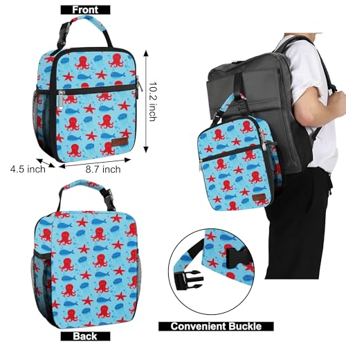 Lunch Box for Men & Women Durable Lunch Bag for Adults Reusable Small Lunchbox Octopus - color: Octopus