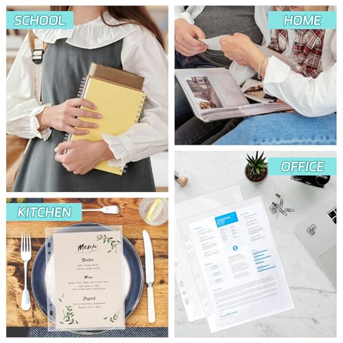 VOKOY 100 Pack 5.5x8.5 Inch Sheet Protectors for 3 or 6 Ring A5 Binder, Half Letter Size 7 Holes Mini Heavy-Duty Sheet Protector Sleeves Crystal Clear Playbill Binder Pockets - size: 5.5x8.5 Inch-1 Pocket, style: 100 Pack