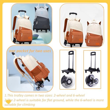 Mfikaryi Rolling Backpack Elementary Backpack with Wheels for Kids, Boys Girls Roller Bag-2 Wheels - color: A-2 Wheels-Black, size: 2 Wheels