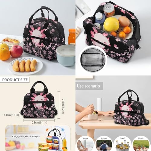 17 Inch Kid's 4PCS Backpack Set, Back to School Essentials | Insulated lunch box, water bottle pouch, pencil case, lightweight, padded shoulder straps, for elementary, middle school - color: Cute Axolotl
