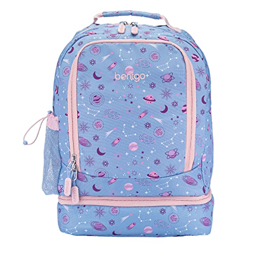 Bentgo Kids 2-in-1 Backpack & Insulated Lunch Bag - Durable 16” Backpack & Lunch Container in Unique Prints for School & Travel - Water Resistant, Padded & Large Compartments (Lavender Galaxy) - color: Lavender Galaxy