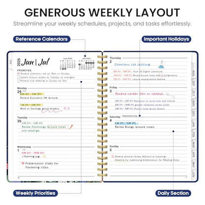Planner 2026-2027, Academic Year Monthly and Weekly Calendar Planner, Jul 2026 - Jun 2027, Hardcover Teacher Student Planning Agenda book with Tabs, Perfect for School Office Supplies, 8.5" x 11" - Lavish Bloom - color: D-Lavish Bloom, size: (8.5"x11")a4