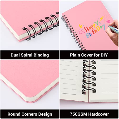 EUSOAR College Ruled Notebooks, 6 Packs 5.5" x 8.3" 120 Pages Pink A5 Spiral Notebook Bulk, Lined Writing Notebooks Sketchbook Set, Office Meeting School Supplies - color: Pink, size: 6 Packs