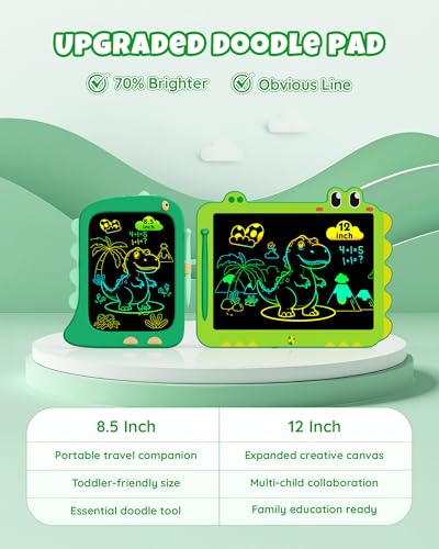 ORSEN 12 Inch LCD Doodle Board Tablet Toy - Green Dinosaur Drawing Pad for Kids 3-6 Years Old - Christmas and Birthday Gifts - color: 12inch-green