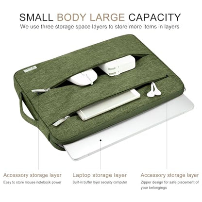Voova 15.6 16 Inch Laptop Sleeve Case Compatible with MacBook Pro 16 M1/M2/M3/M4 Max 2019-2025, 15.6-16” Hp Lenovo Acer Asus, Waterproof Slim Computer Bag Cover with Handle, Army Green - color: Army Green, size: 15.6-16 Inch