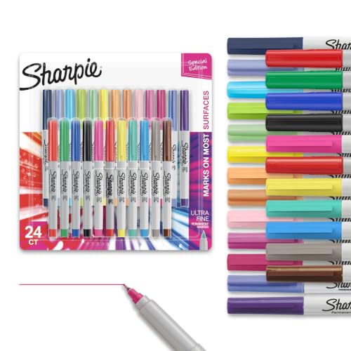 Sharpie Color Burst Permanent Markers, Ultra-Fine Tip, 24 Count - Writing, Drawing, Arts & Crafts, Teacher Supplies - size: Ultra Fine Tip, style: Color Burst