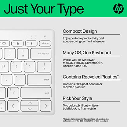 HP 350 BT Multi-Device Keyboard White - color: Pike Silver, style: BT Keyboard