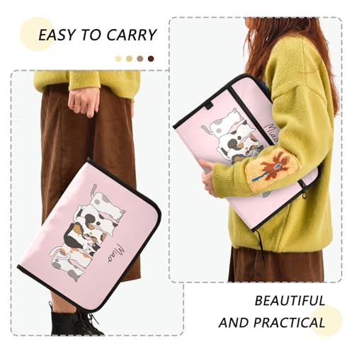 Cute Cats Pink Expanding Accordion File Folder with 13 Pockets and Zipper Closure - color: Cute Cats on Pink Background