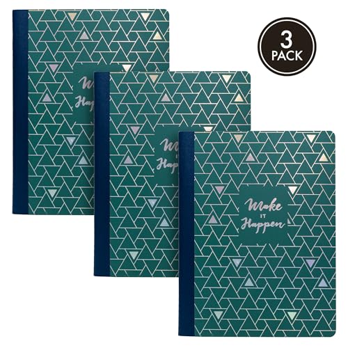 Pukka Pad, Composition Notebooks - 3 Pack of Journals Featuring 140 Pages of College Ruled 80GSM Paper with Sturdy Cover Stock - 9.75 x 7.5in - Green - Glee - color: Glee-Green, size: 3 Pack