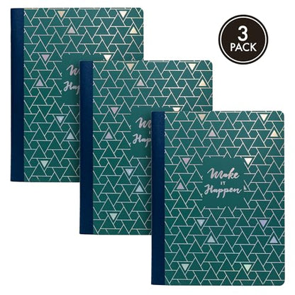 Pukka Pad, Composition Notebooks - 3 Pack of Journals Featuring 140 Pages of College Ruled 80GSM Paper with Sturdy Cover Stock - 9.75 x 7.5in - Green - Glee - color: Glee-Green, size: 3 Pack