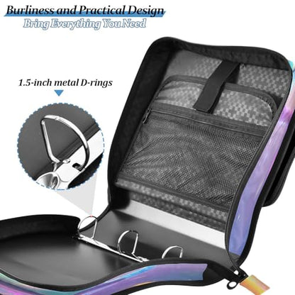 3 Ring Zipper Binder Cartoon Dinosaur Binders Bag with Shoulder Strap 500 Sheets Paper Organizer Trapper Keeper Documents Storage File Folder for School Office - color: A1121