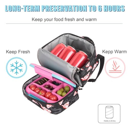 Tilami Rolling Backpack & Lunch bag for Kids 19 Inch Wheeled Bookbag for Boys & Girls for School & Travel,Clouds Black - color: Clouds Black