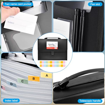 26 Pockets Accordion File Organizer with Lock & Handle, Waterproof Expanding File Folder with Labels, for Letter A4 Bills Receipts Home Office School
