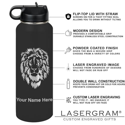 LaserGram Personalized Water Bottle, Grad Cap Class of 2023, 2024, 2025, 2026, 2027, Stainless Steel Double Wall Vacuum Insulated with Flip Top Straw, Custom Engraved Gift (40oz / 1180ml Black) - color: Black, size: 40 Ounces