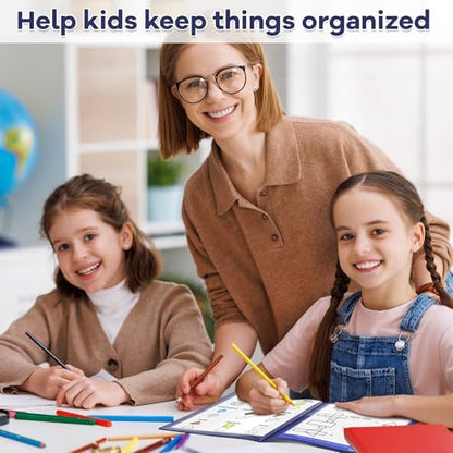 Henoyso 24 Pcs School and Home 2 Pocket Folders with 4 Clear Inner Pockets Plastic Heavy Duty Homework Folders Parent Teacher Communication for Student Home Office Classroom,11 x 9 Inch (Navy Blue) - color: Navy Blue