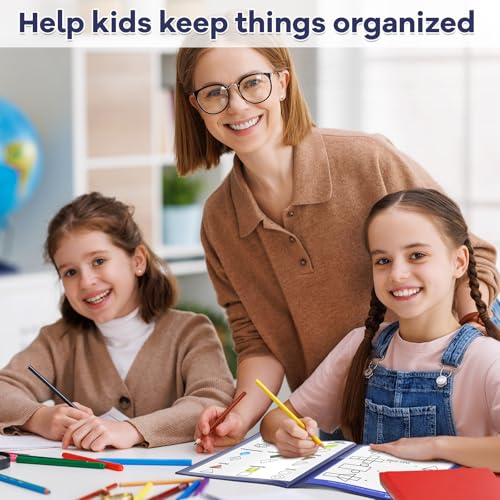 Henoyso 24 Pcs School and Home 2 Pocket Folders with 4 Clear Inner Pockets Plastic Heavy Duty Homework Folders Parent Teacher Communication for Student Home Office Classroom,11 x 9 Inch (Navy Blue) - color: Navy Blue