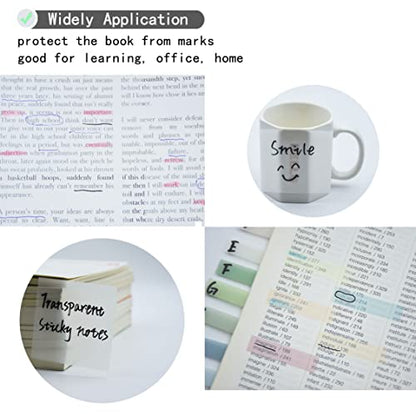 YOUDEFUL 800Pcs Transparent Sticky Notes, 3"x3" Clear Sticky Notes, Waterproof Translucent Sticky Note Pads for Books Annotation, Clear Post it Notes for Bible Study, School, Office（White） - size: Square White