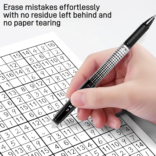 M&G Erasable Pens, 15 Pcs Erasable Gel Pen Medium Point 0.7mm, Black Erasable Gel Ink Pen with Comfort Grip and Cap, Make Mistakes Disappear for Drawing Writing Planner and Crossword Puzzles - color: Black