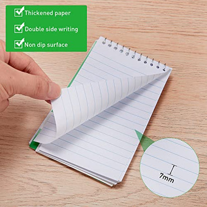 Thenshop 100 Pads Spiral Memo Pads Bulk 3 x 5 Inch Small Pocket Notepad Top Bound Lined 60 Sheets Mini Notebooks for School College Office Home Supplies (Black,Green,Dark Blue,Red) - color: Black, Green, Dark Blue, Red
