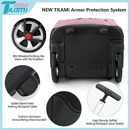 NEW TILAMI 19 inch Rolling Backpack Teens Rolling Backpack Cute Wheeled Laptop Backpack Bookbag Roller Travel Bag College, Flower Pink - color: Pink Flower